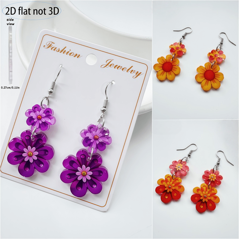 Women's Retro Double-Layer Flower Earrings